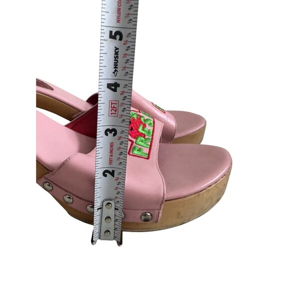 C LABEL y2k Vintage Fresh Strawberry Pink Leather Sandals Heels Size 11 - Picture 8 of 12